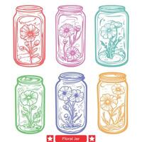 Floral Fantasia  Captivating Jar Silhouettes in Vectors