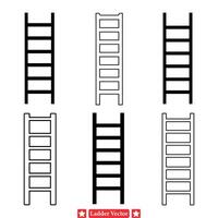 Climbing Toward Excellence  Diverse Ladder Silhouettes vector