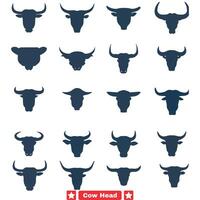 Graceful Cow Head Silhouettes Ideal for Branding and Signage vector