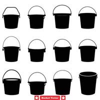 AI generated Bucket Vector Silhouette Bundle Explore Endless Possibilities for Design and Illustration
