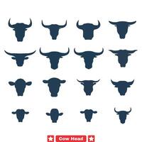 Intricate Cow Head Vector Set Add Charm to Your Graphics