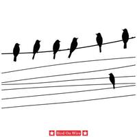 AI generated Feathered Harmony Whimsical Birds on Wire Vector Collection
