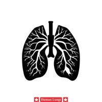 Informative Human Lungs Silhouettes Set for Medical Brochures and Pamphlets vector