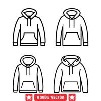 Trendy Athleisure Icons  Hoodie Vector Pack for Fashion Illustrations
