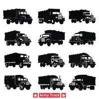 AI generated Military Transport Army Truck Silhouette vector