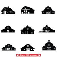 Harvest Haven Comprehensive Barn Silhouette Set for Harvest Themes vector