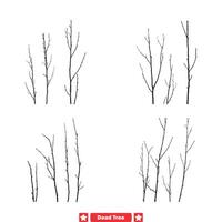 AI generated Wistful Wilderness  Whimsical Dead Tree Vector Silhouettes Set for Dreamy Art