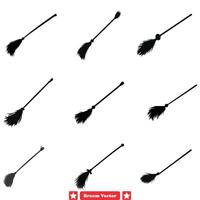 AI generated Diverse Broomstick Silhouettes Perfect for Witches, Household Chores, and Bewitching Art Projects vector