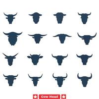 Chic Cow Head Silhouette Designs Elevate Your Visuals vector