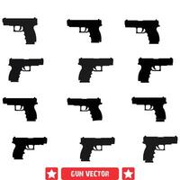 Gunmetal Glory  Stunning Vector Silhouette Set for Firearms Enthusiasts