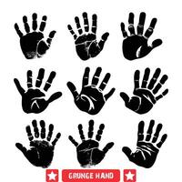 Rugged Grunge Hand Gestures Vector Set  Raw and Weathered Silhouettes for Authentic Graphic Art Projects