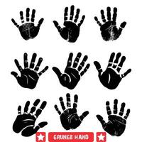 Gritty Hand Gestures Vector Collection  Rough and Aged Silhouettes Ideal for Vintage Inspired Artistic Ventures