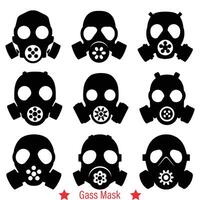 ai generado respiratorio defensa colección de gas máscara vector ilustraciones para militar y supervivencia temas