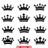 Crowning Achievements Magnificent Crown Silhouette Set for Success vector