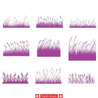 Verdant Bliss  Invigorating Fresh Grass Vector Silhouettes Perfect for Naturalistic Designs