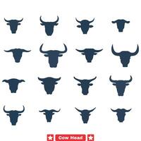 Exquisite Cow Head Silhouettes Enhance Your Agricultural Artistry vector