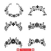 AI generated Vintage Inspired Fleur Crown Shapes  Timeless Elegance for Sophisticated Artistry and Classic Themes vector