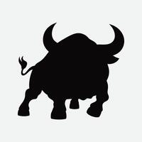 Angry Bull Silhouette Vector Art Illustration Design Template