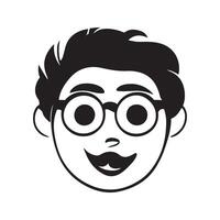 cute cartoon boy man face expression design vector art illustration with white background