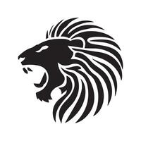 Angry Roaring Lion Head Black And White Vector Logo Design, Illustration, Silhouette