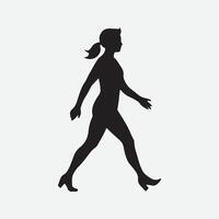 Business Woman Walking Silhouette Vector Art Illustration isolated on White Background