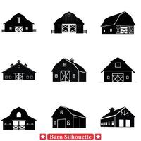 Agrarian Allure Intricate Barn Vector Set for Agricultural Imagery