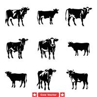 Graceful Bovine Beauty Exquisite Cow Silhouettes for Farm themed Designs and Decorations vector