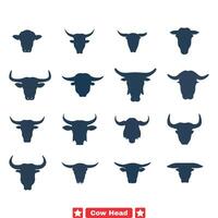 Captivating Cow Head Silhouette Bundle Versatile Design Elements vector