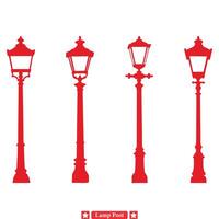 Modern City Lighting Collection  Sleek Lamp Post Silhouettes vector