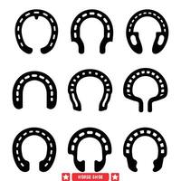 Ride with Fortune  Versatile Horse Shoe Silhouettes for Creative Projects vector