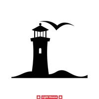 Maritime Icons  Navigate Your Designs with this Versatile Lighthouse Silhouette Collection vector