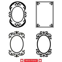 Baroque Mirror Frame Collection  Opulent Silhouettes Reflecting Regal Elegance and Style vector