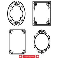 Whimsical Mirror Frame Vector Set  Playful Silhouettes to Add a Touch of Fantasy to decor