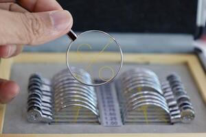 Glasses lens for eye exam photo