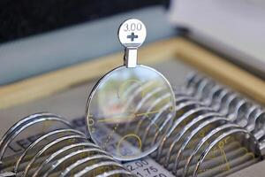 Glasses lens for eye exam photo