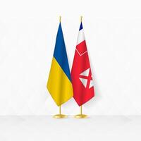 Ukraine and Wallis and Futuna flags on flag stand, illustration for diplomacy and other meeting between Ukraine and Wallis and Futuna. vector