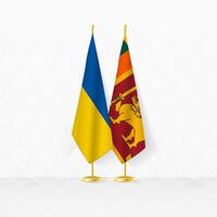 Ukraine and Sri Lanka flags on flag stand, illustration for diplomacy and other meeting between Ukraine and Sri Lanka. vector