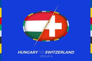 Hungary vs Switzerland football match icon for European football Tournament 2024, versus icon on group stage. vector