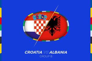 Croatia vs Albania football match icon for European football Tournament 2024, versus icon on group stage. vector