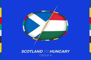 Scotland vs Hungary football match icon for European football Tournament 2024, versus icon on group stage. vector