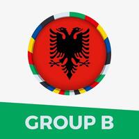 Albania flag stylized for European football tournament 2024. vector