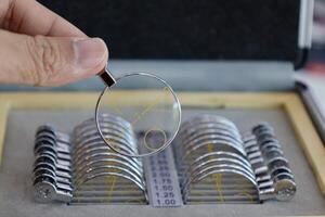 Glasses lens for eye exam photo