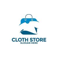 Cloth combination with shopping bag , clothing store logo design inspiration. Cloth Shop logo vector template