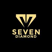 Seven 7 Diamond Seventy 77 Diamond logo icon. Creative Diamond Logo with Number 7 Seven vector