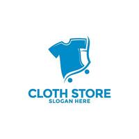 T-Shirt with cart shop clothing store logo design inspiration. Cloth Shop logo vector template