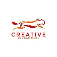 Line Art Run Cheetah with fire concept logo vector, Wild cat Animal logo template vector
