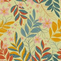 Fantasy leaves and branches form a modern botanical seamless pattern for textiles. Vector. vector