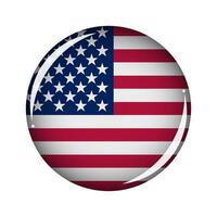 Round volume button with USA flag. Sphere icon isolated on white background. Vector. vector