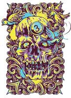 colorful t-shirt design with monster head vector