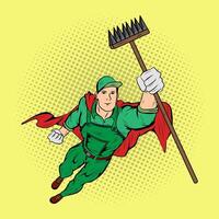 Gardener Super Hero Comic Pop Art Vector Stock Illustration